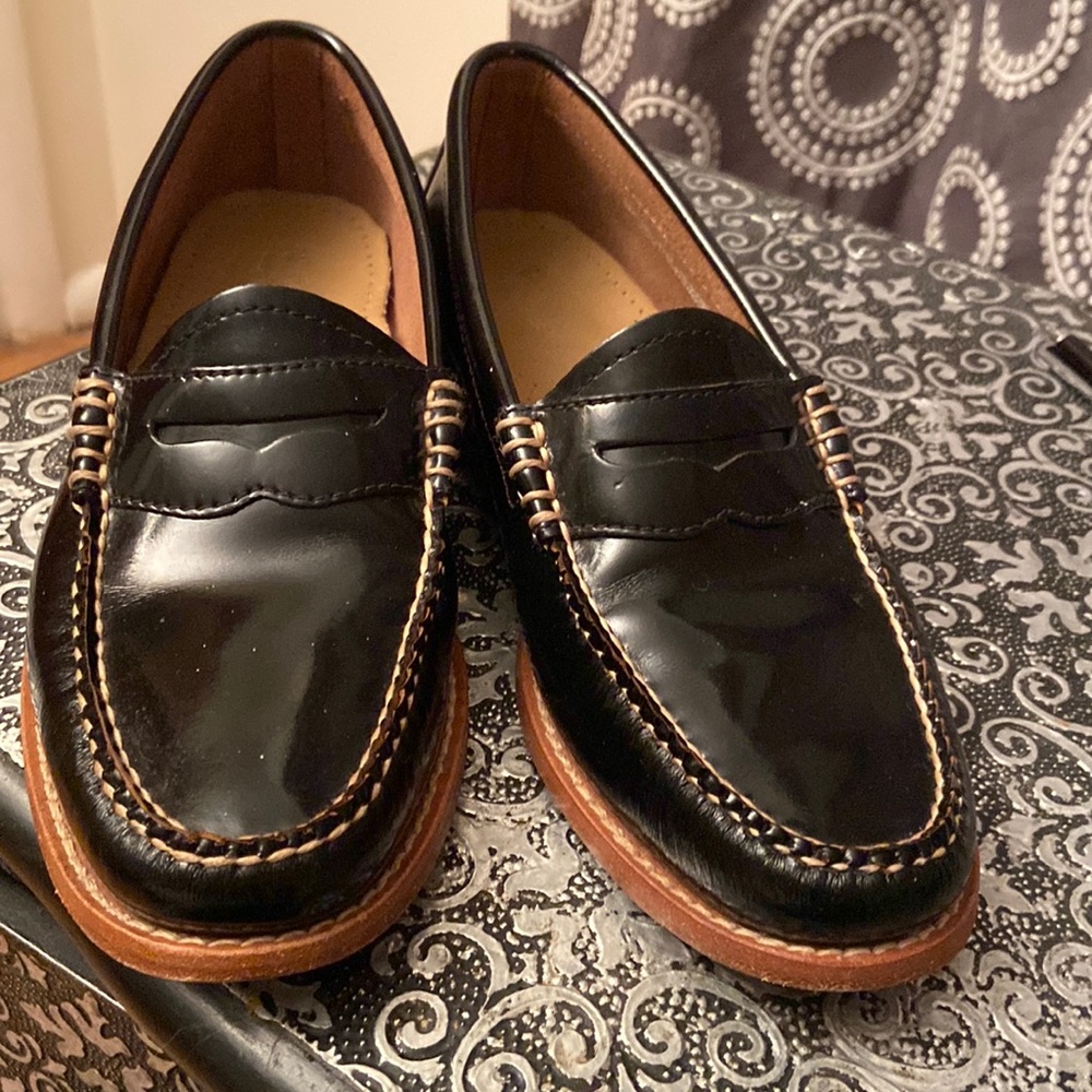 Black patent leather loafer